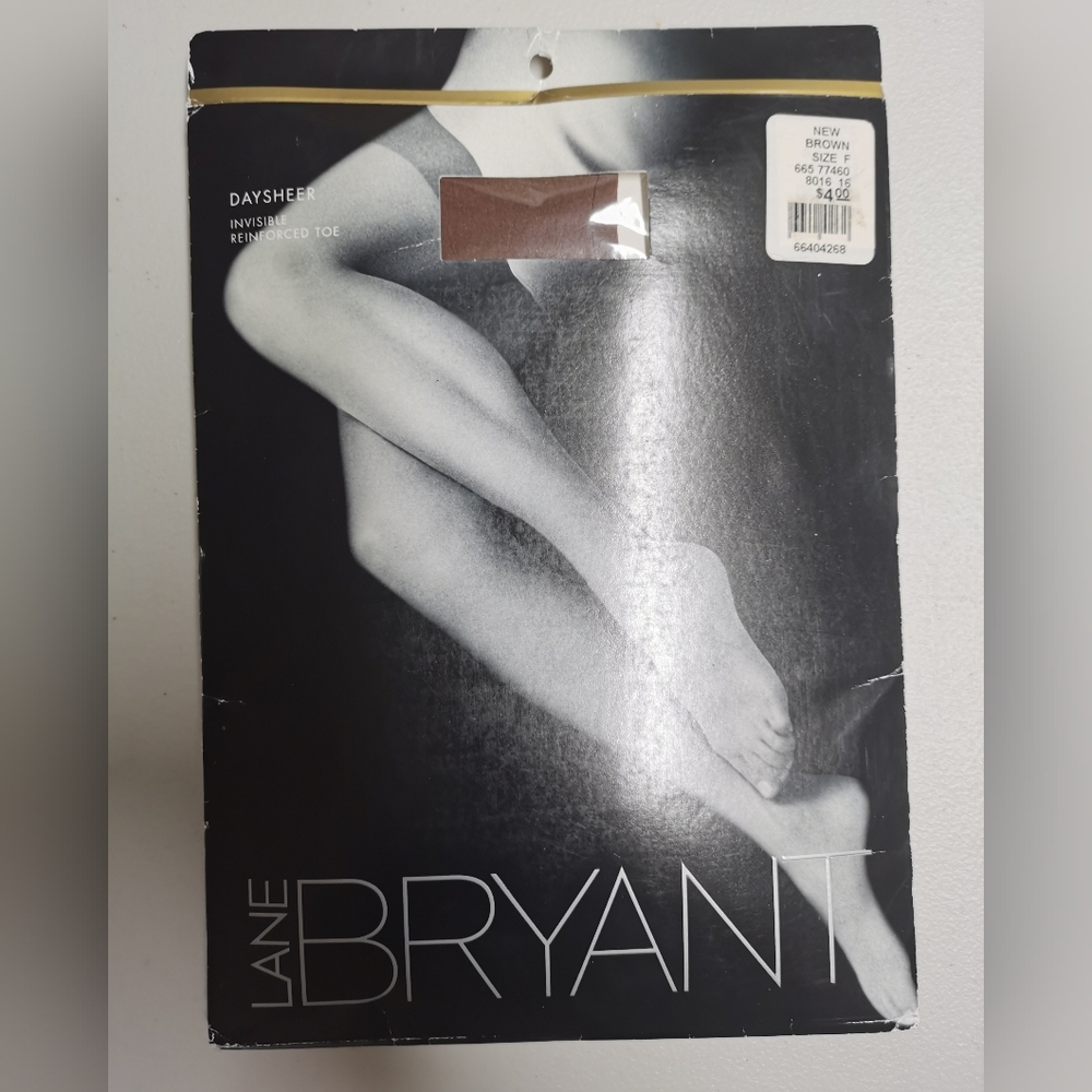 Vintage Lane Bryant Daysheer Invisible Reinforced Toe Brown Size F NEW